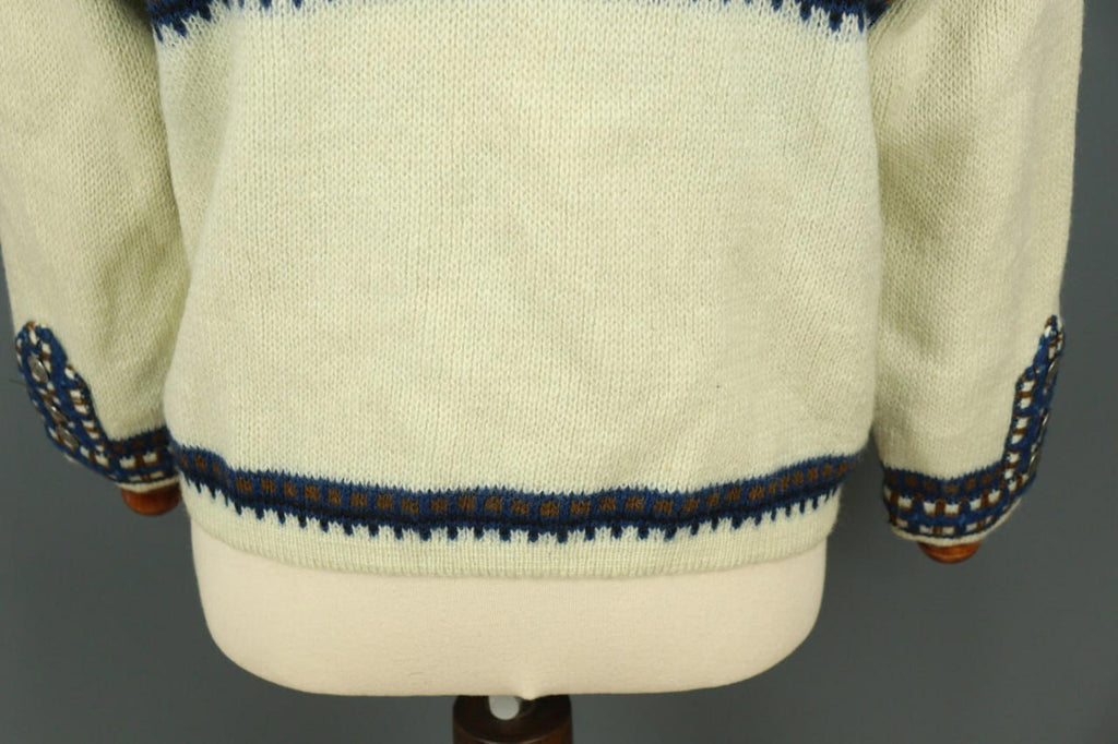 NORLAENDER Sportswear Beige Fair Isle Wool Knit Clasp Ski Cardigan Sweater 50 [COPY]