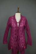 ANTHOLOGY AVOCA Pink Long Sleeve Button Front Asymmetrical Hem Crochet Dress