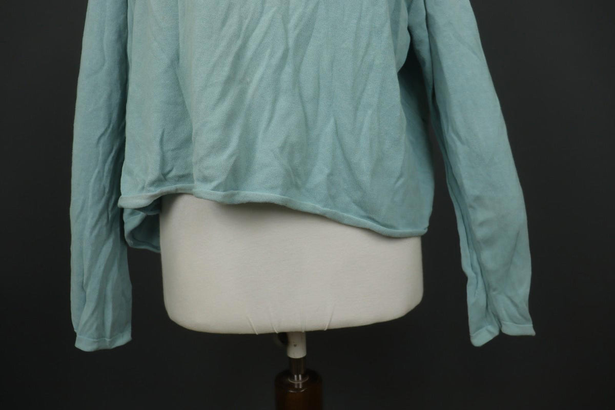 RUNDHOLZ DIP Green 100% Cotton Round Neck Long Sleeve Pullover Cropped Top OS