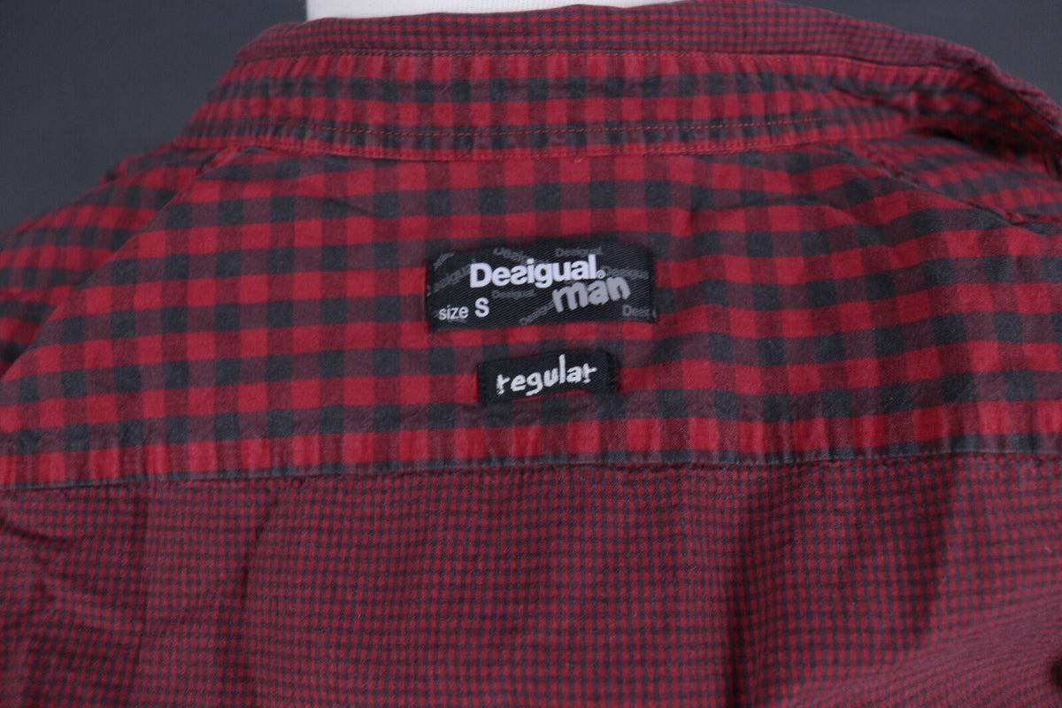 Desigual Regular Fit Red Check Long Sleeve Button Down Shirt – Size S