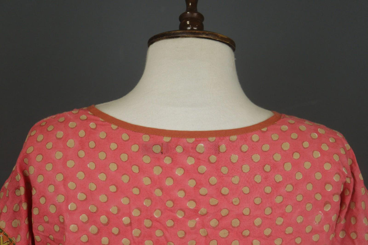 GUDRUN SJODEN Multicolor Polka Dot Organic Cotton Button Front Shift Dress Sz M