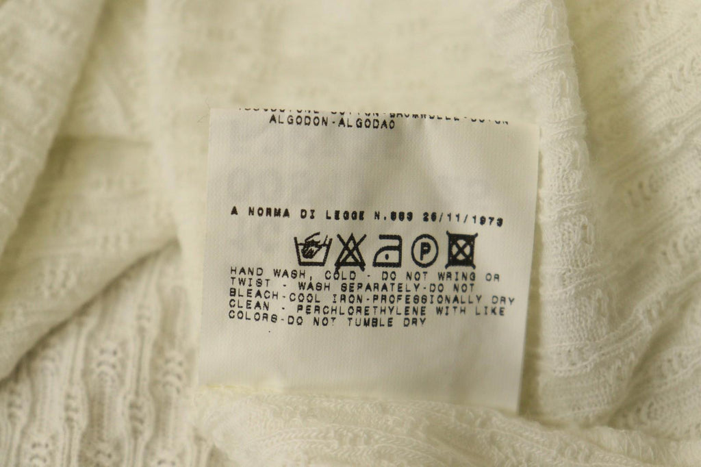 JUST CAVALLI White Knitted Long Sleeve V-Neck Stretch Pullover Sweater – Size 50
