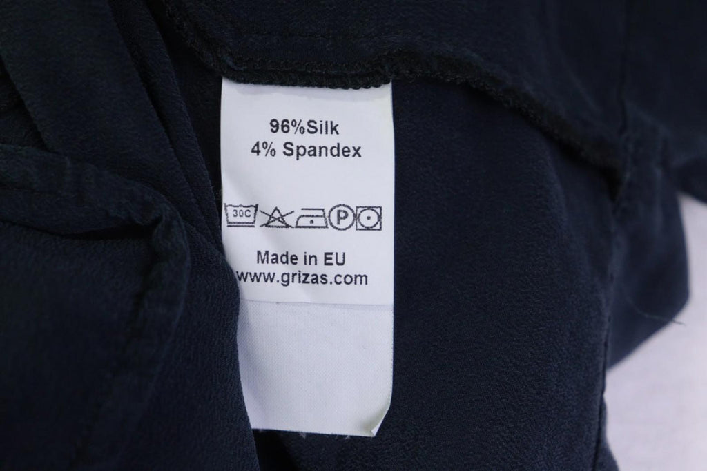 GRIZAS Blue Silk Stretch Scoop Neck Short Sleeve Pullover Blouse Top – Size M