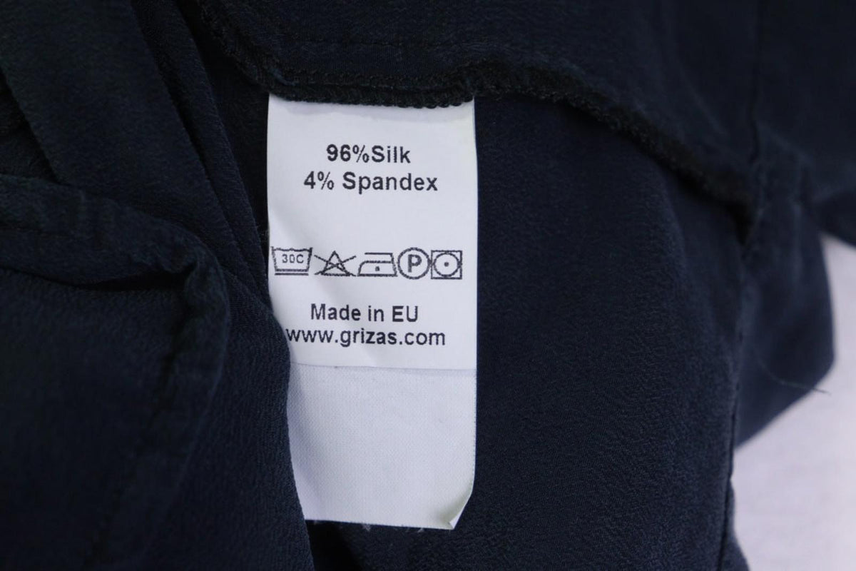 GRIZAS Blue Silk Stretch Scoop Neck Short Sleeve Pullover Blouse Top – Size M
