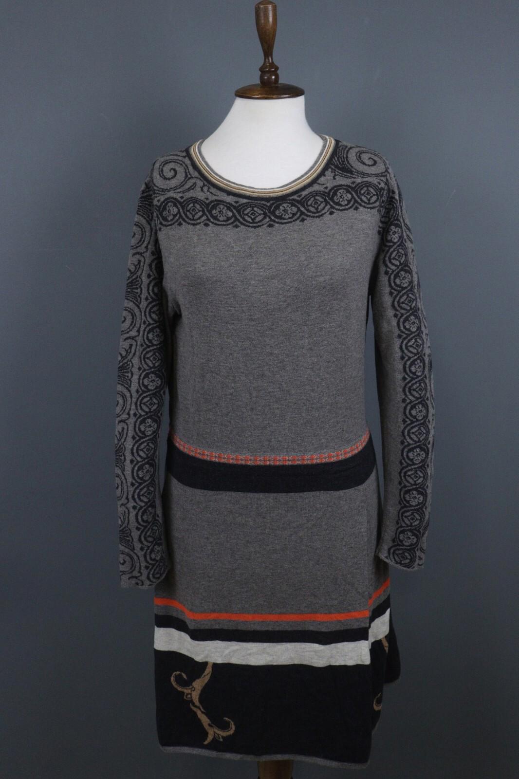 IVKO Black Gray 100% Wool Crew Neck Long Sleeve Fit & Flare Dress – Size 42