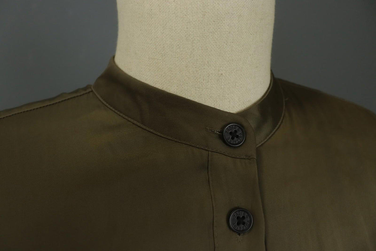 ZADIG&VOLTAIRE Green Long Sleeve Band Collar Button Front Shirt Dress – Size S