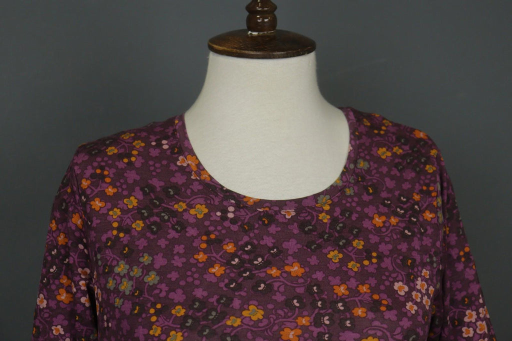 GUDRUN SJODEN Multi Floral Lyocell Long Sleeve Round Neck Sheath Dress – Size M