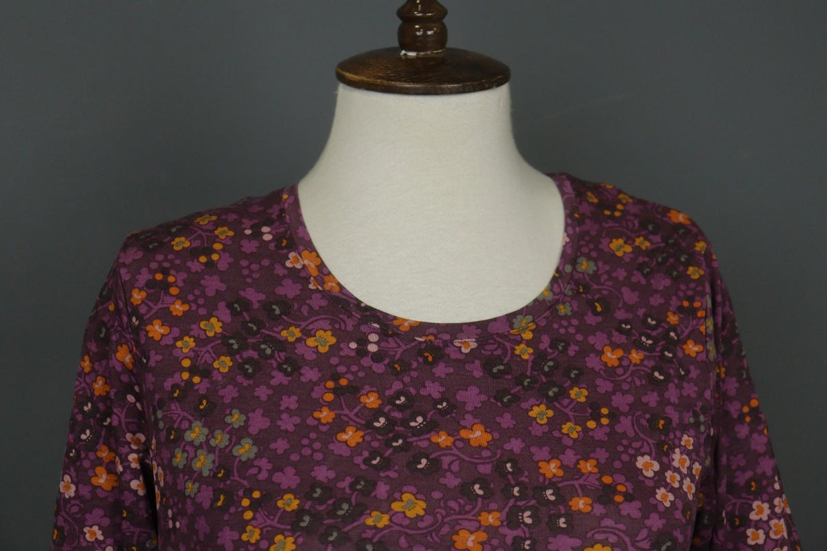 GUDRUN SJODEN Multi Floral Lyocell Long Sleeve Round Neck Sheath Dress – Size M