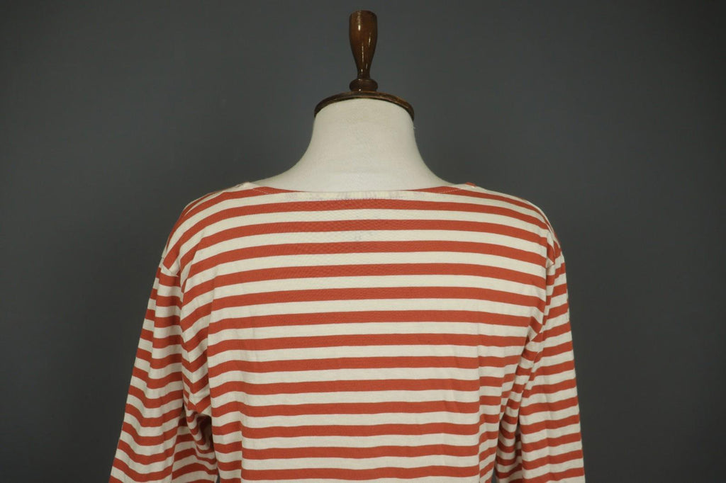 GUDRUN SJODEN Orange White Striped Comfort Long Sleeve Pullover Blouse Top Sz M
