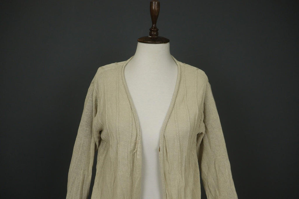 GUDRUN SJODEN Beige Knitted Long Sleeve Button Front Cardigan Sweater – Size XL