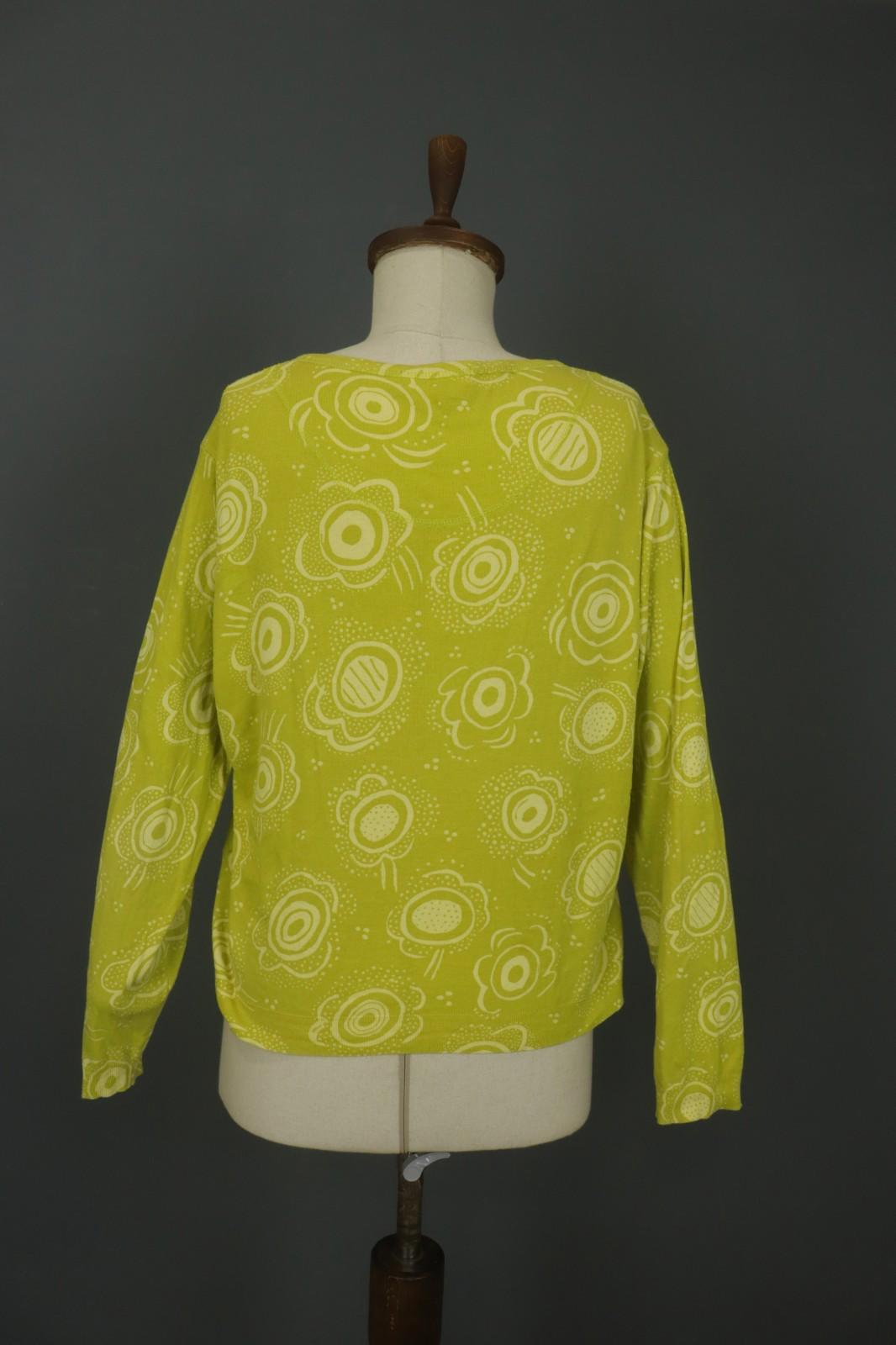GUDRUN SJODEN Yellow Knit Long Sleeve Round Neck Button Front Cardigan – Size XL