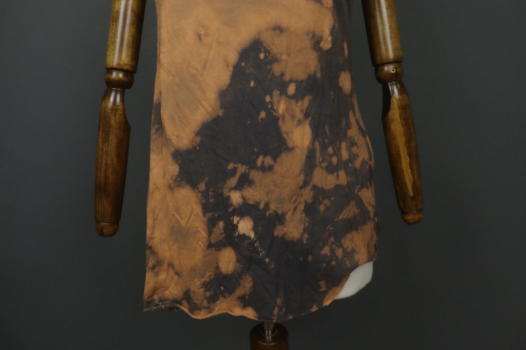 Tank Top Brown Black 100% Cotton Tie-Dye Wide Strap Round Neck Pullover – Size M