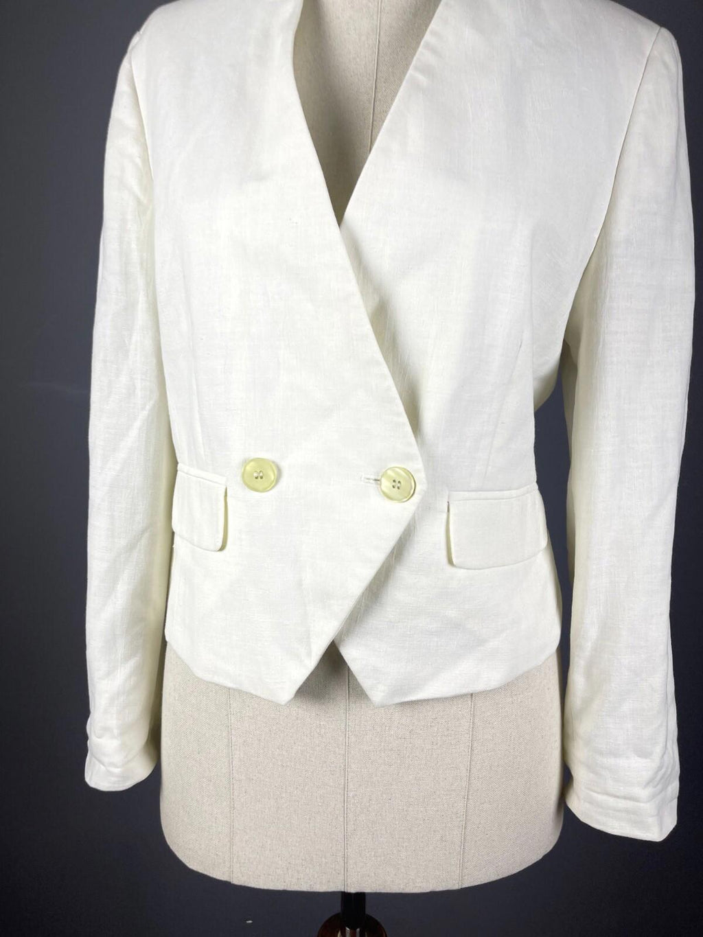 MONDI White Wool Double Breasted One Button Blazer Jacket – Size 38