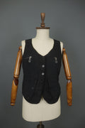 HIGH USE Black Cotton Sleeveless V-Neck Zipper Pockets Button Front Vest – Size 44