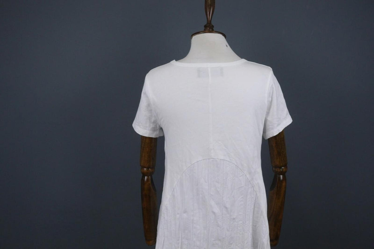 OZAI N KU White Cotton Round Neck Short Sleeve High Low Tee Shirt Dress – Size S – Used