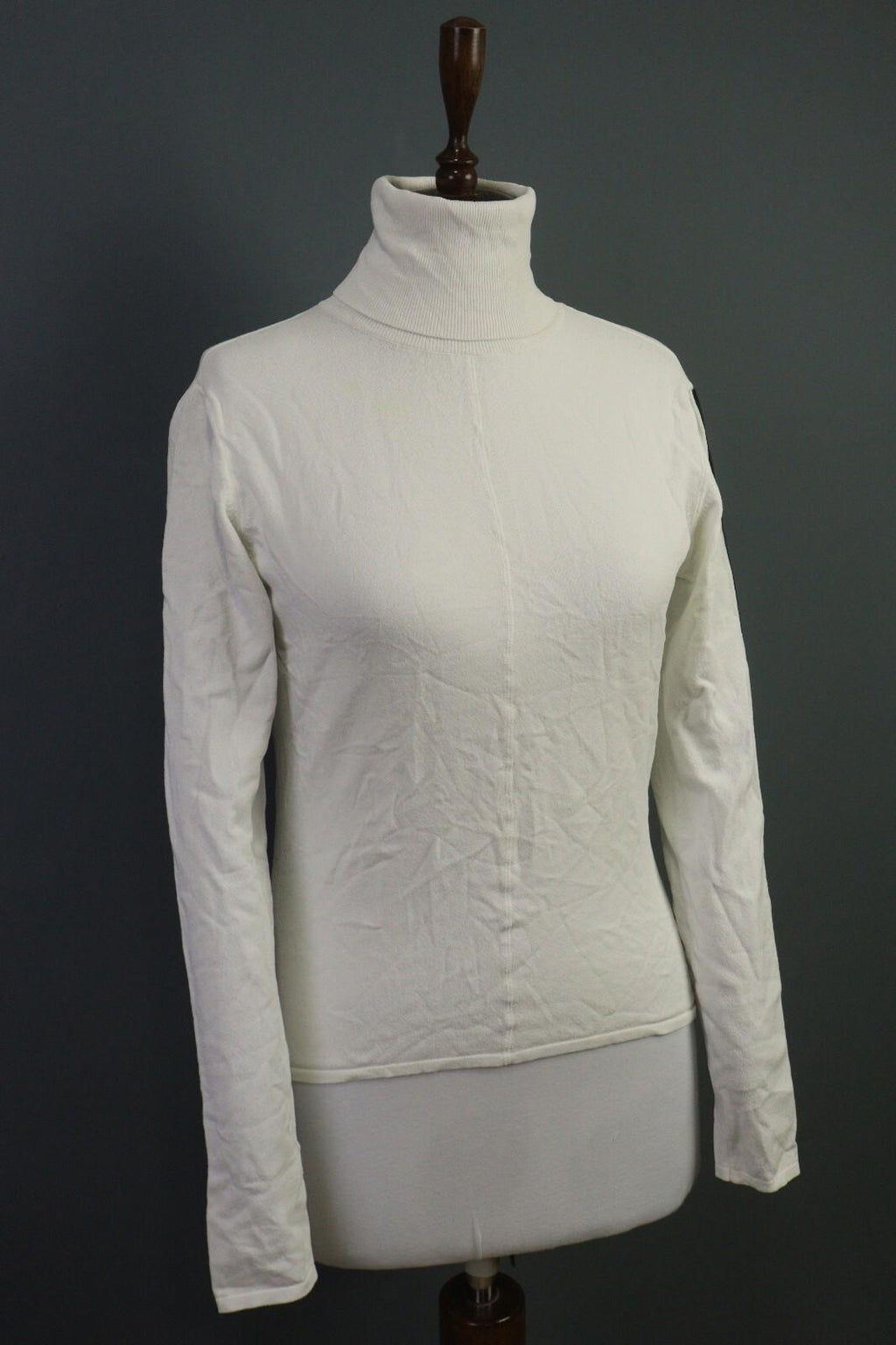 SARAH PACINI White Long Sleeve High Neck Top Blouse Shirt – Size M