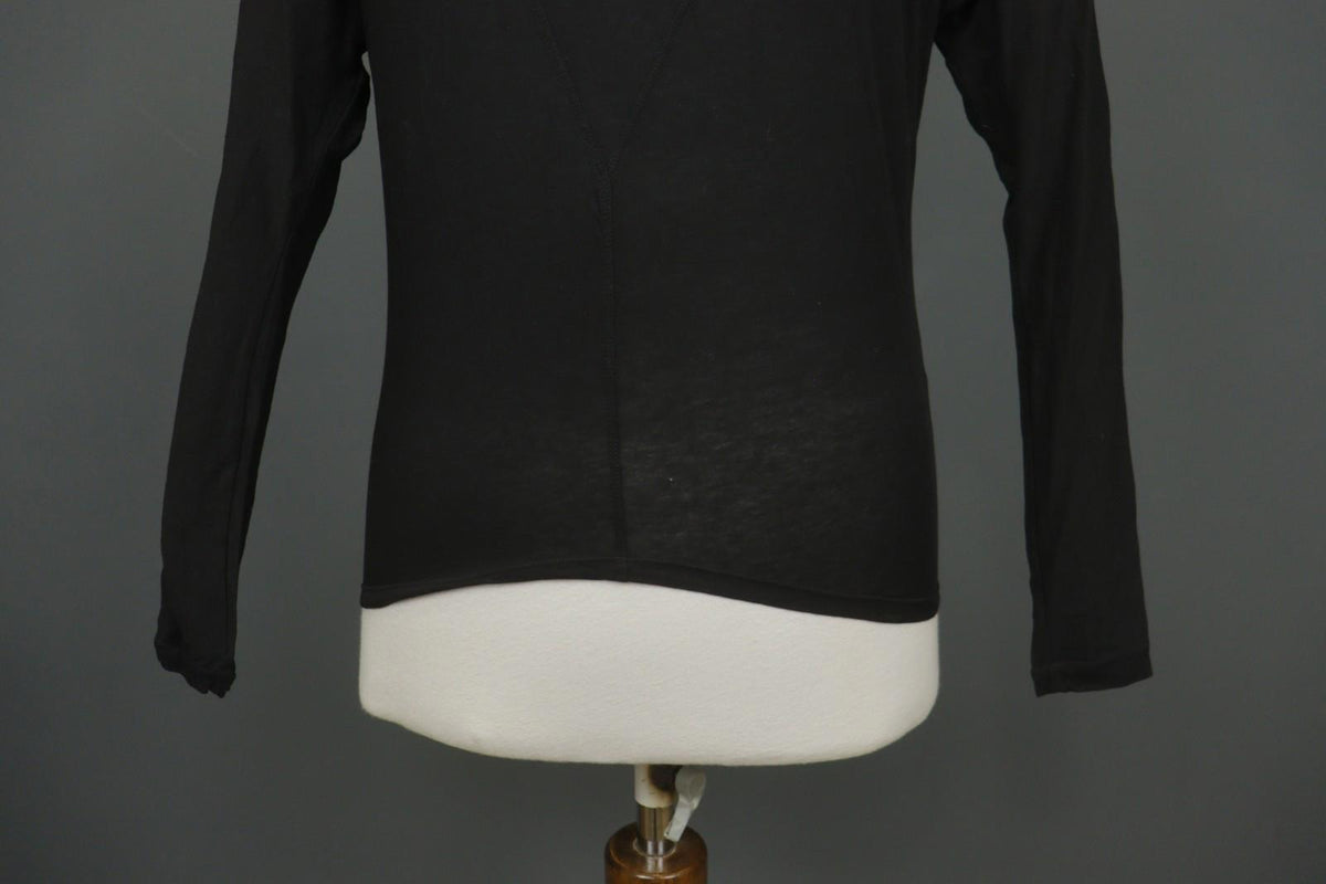 HUMANOID Blouse Top Slim Fit Stretch Black Cotton Round Neck Pullover – Size XS