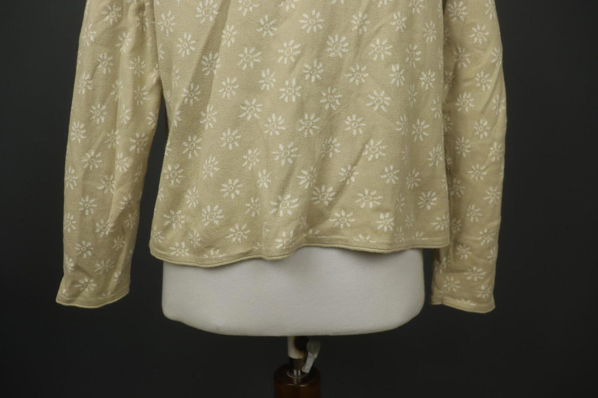 GUDRUN SJÖDEN Beige Floral Long Sleeve Button Front Cardigan Sweater – Size L