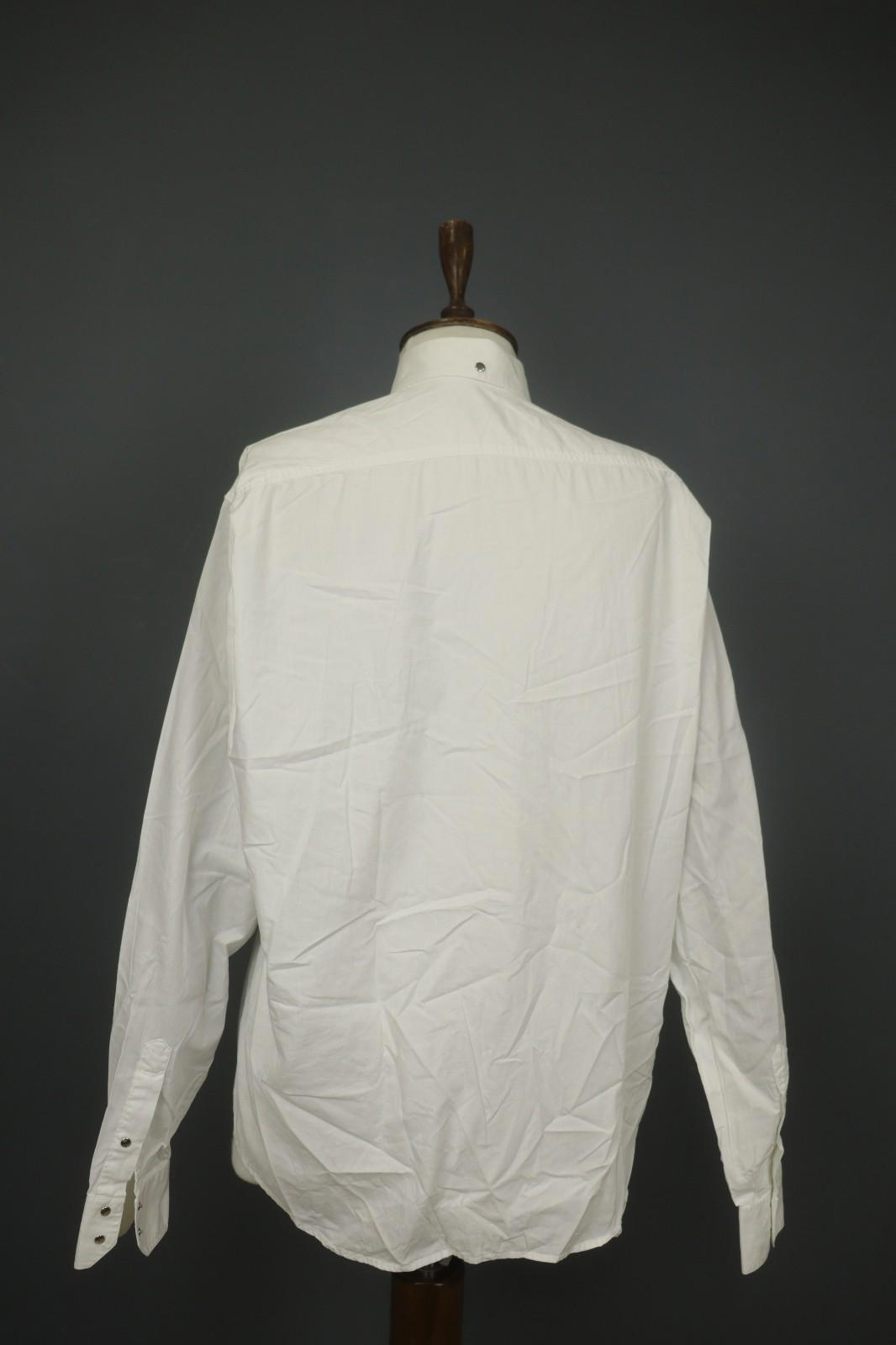 THIERRY MULGER White Long Sleeve Collared Flap Pockets Snap Button Shirt Sz M/L