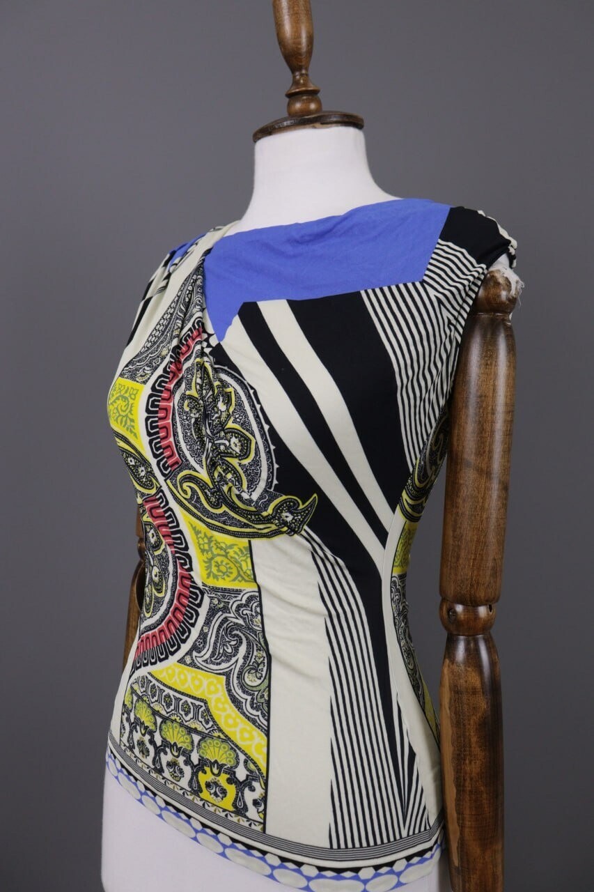 Etro Milano Multicolour Floral Paisley Sleeveless Blouse Top Shirt – Size 40