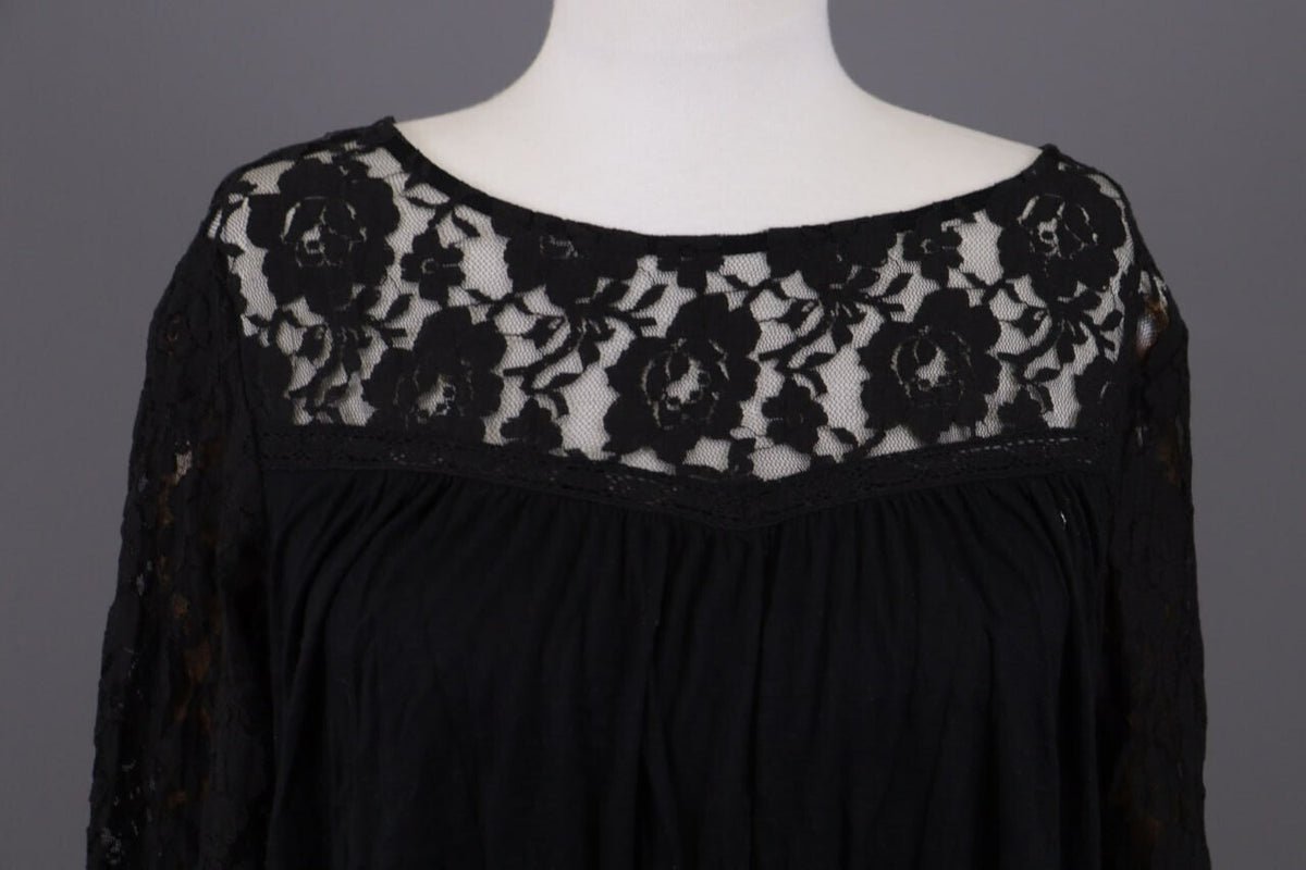 Denim & Supply Ralph Lauren Black Mesh Floral Blouse Top – Size XL