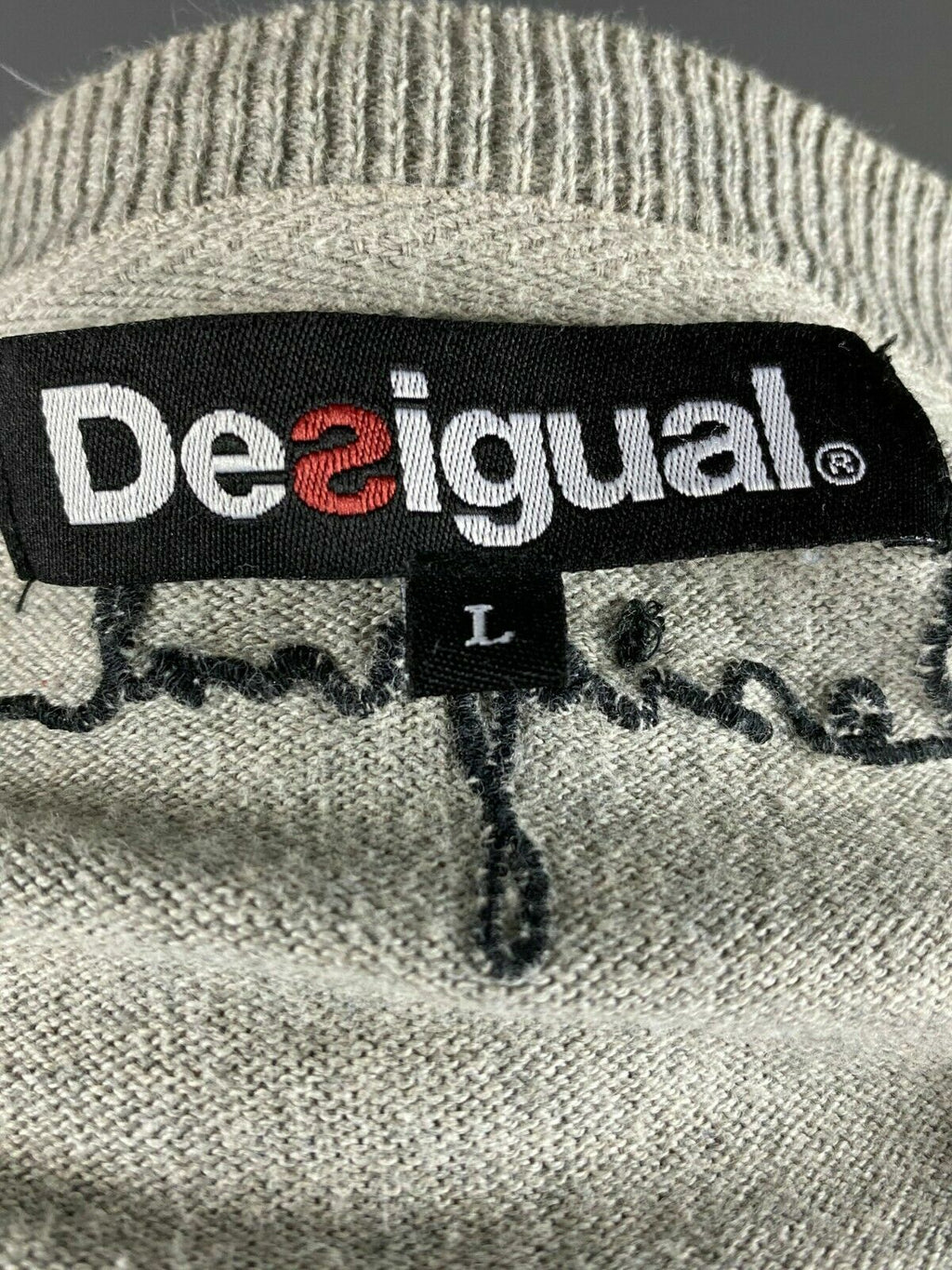 Desigual Why Grey Crew Neck Cotton Jumper Sweater – Women's L