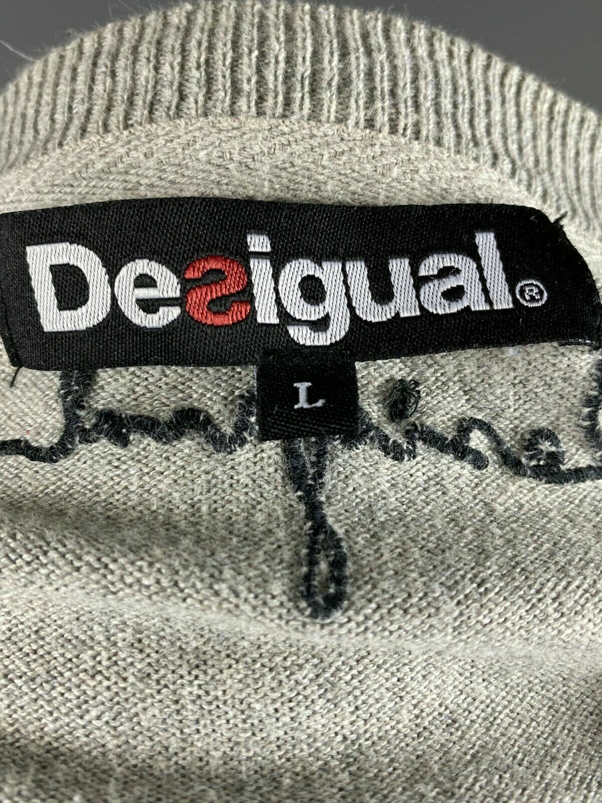 Desigual Why Grey Crew Neck Cotton Jumper Sweater – Women's L