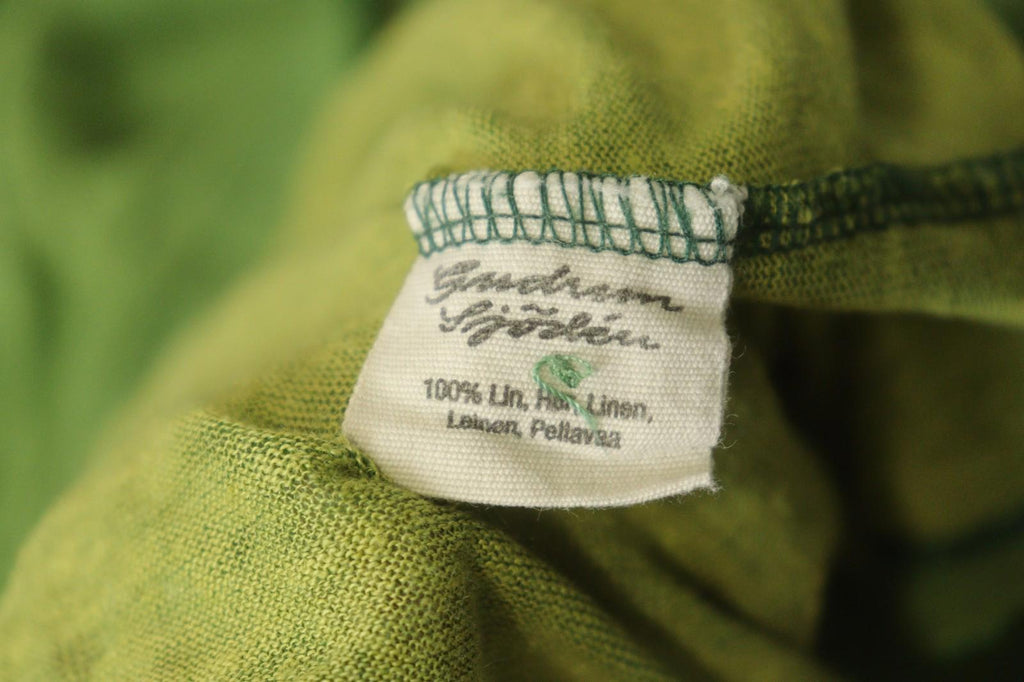 GUDRUN SJODEN Green Linen Long Sleeve Round Neck Button Front Shirt Top – Size L