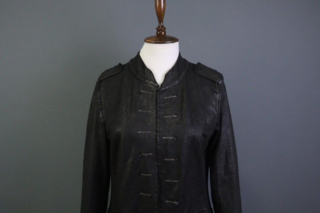 RUNDHOLZ Black Long Sleeve Pockets Ladies Military-Inspired Long Jacket