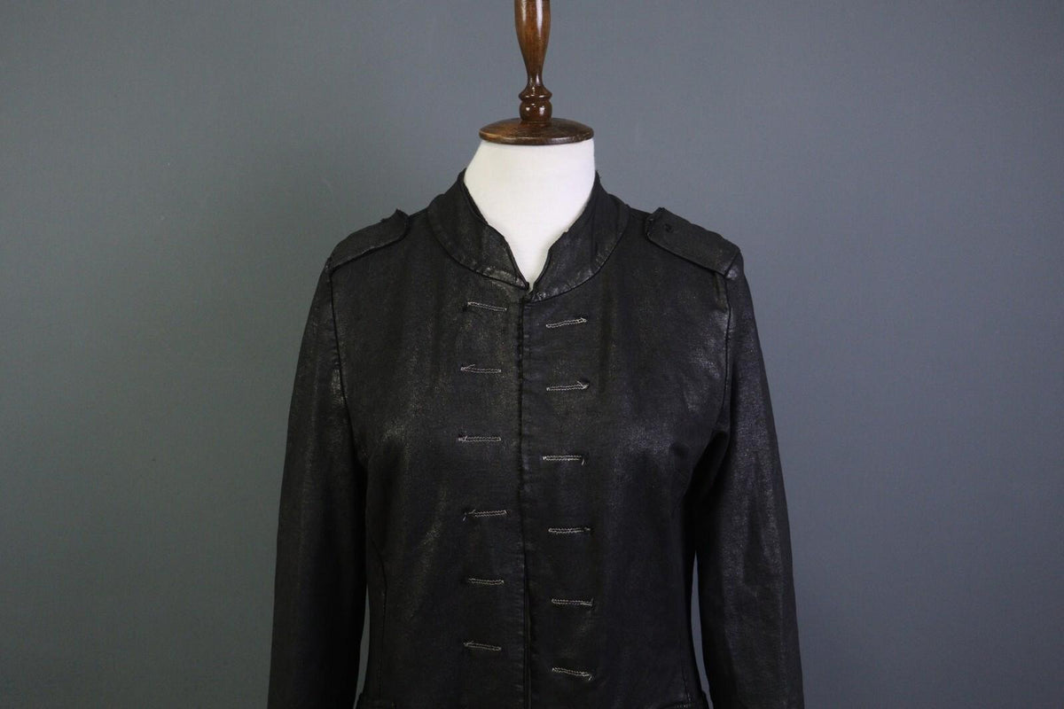 RUNDHOLZ Black Long Sleeve Pockets Ladies Military-Inspired Long Jacket