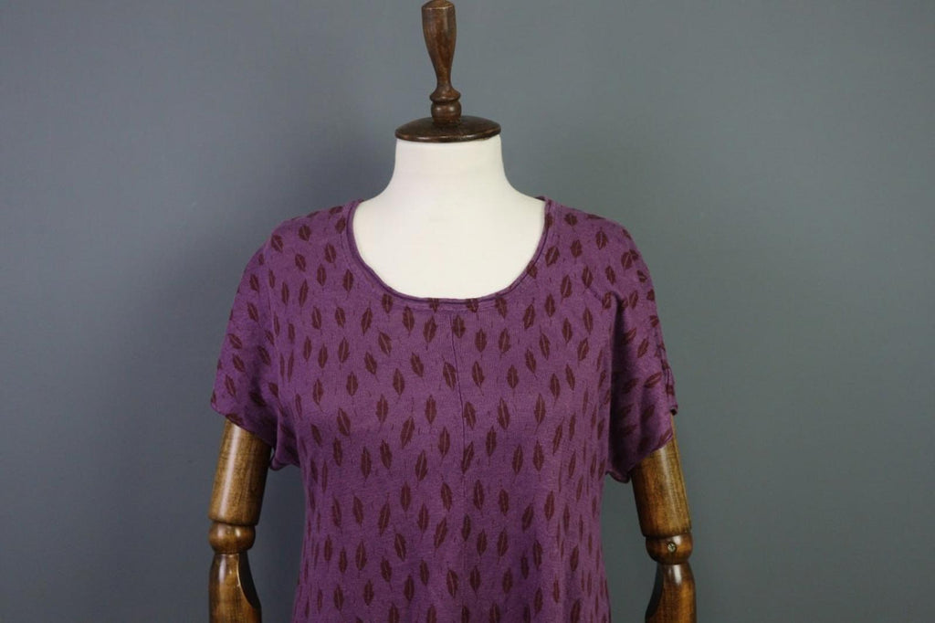 GUDRUN SJODEN Purple 100%Linen Round Neck Short Sleeve Sweater Dress – Size S
