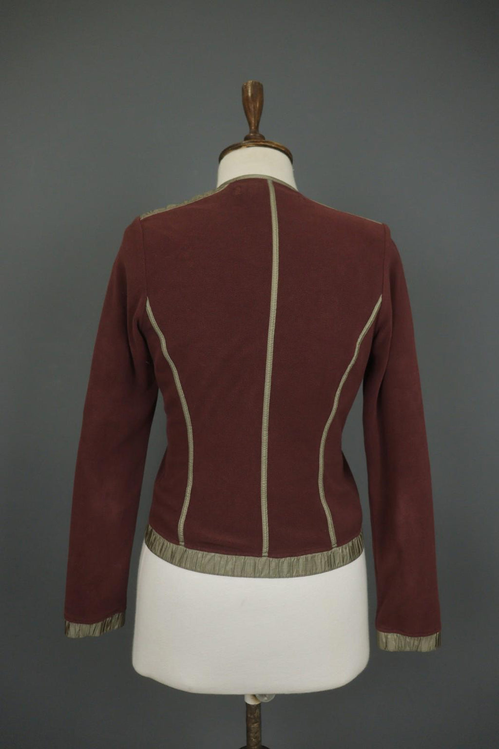 FRAUENSCHUH Burgundy V-Neck Long Sleeve Zip Pockets Button Front Fleece Jacket