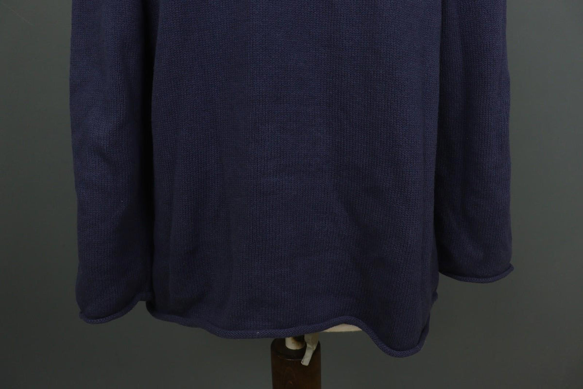 GUDRUN SJODEN Blue Cotton Knitted Long Sleeve Round Neck Pullover Sweater – Size M