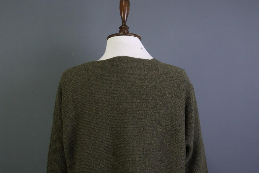 GRIZAS Green Wool Flower Knit Crew Neck Long Sleeve Pullover Sweater – Size XL