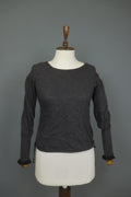 HIGH Use Gray Virgin Wool Knit Long Sleeve Round Neck Pullover Sweater – Size S