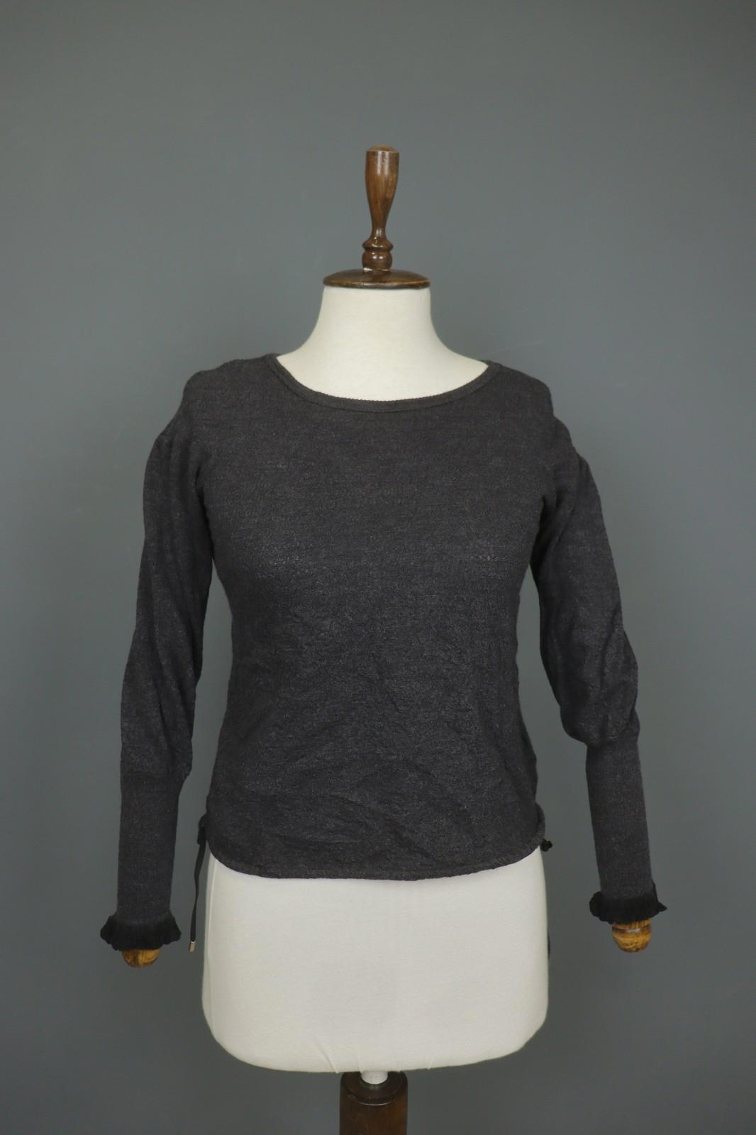 HIGH Use Gray Virgin Wool Knit Long Sleeve Round Neck Pullover Sweater – Size S