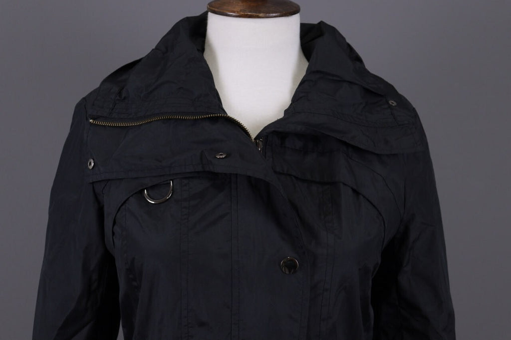 Cop. Copine Black Lagenlook Full Zip Veste Designer Parka Coat Jacket – Size 30