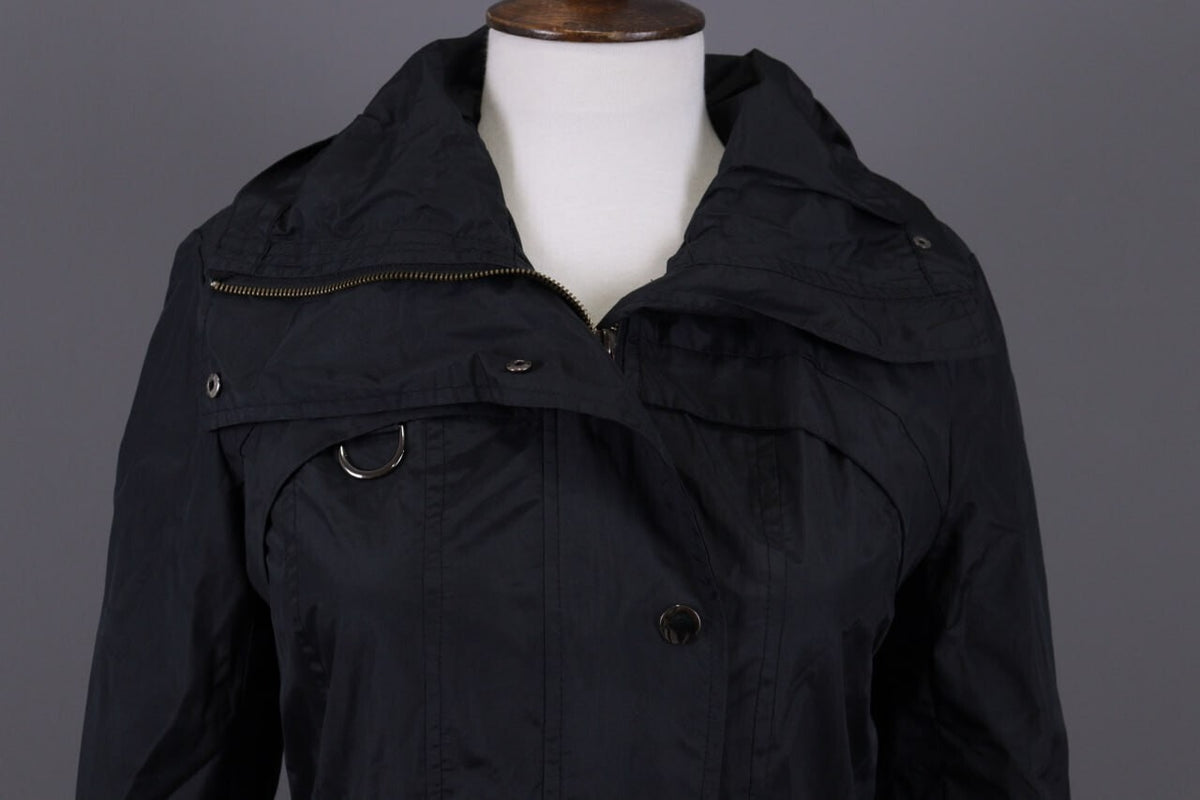 Cop. Copine Black Lagenlook Full Zip Veste Designer Parka Coat Jacket – Size 30