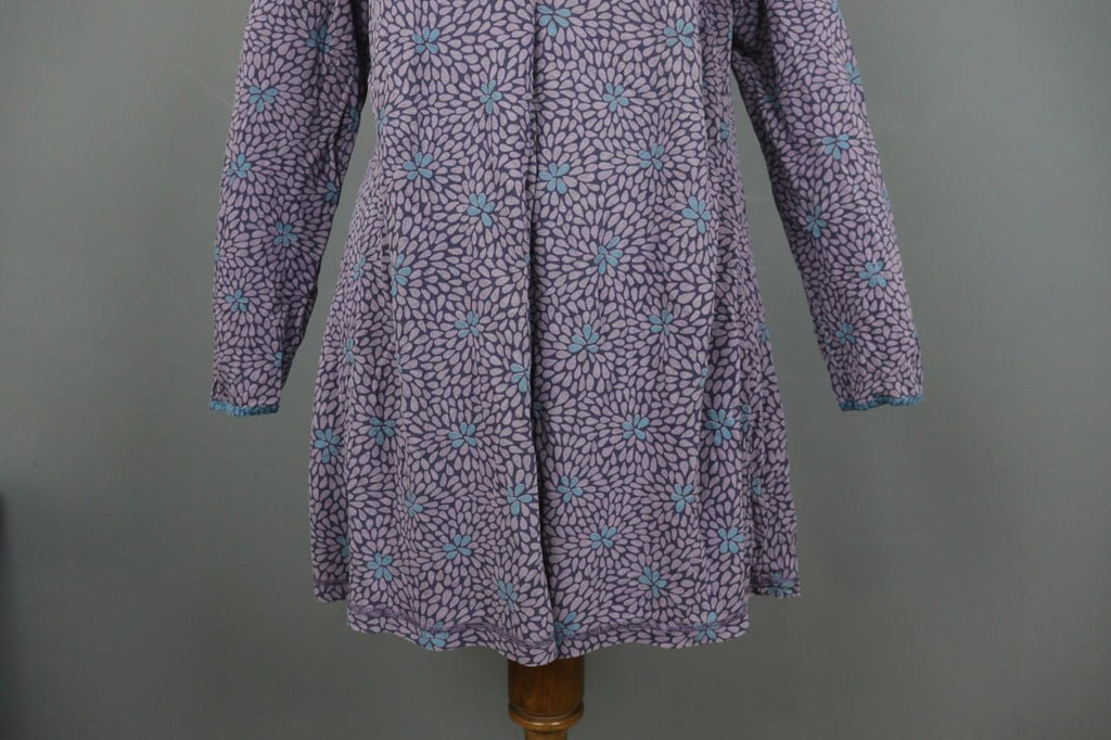 GUDRUN SJODEN Multi Floral Lyocell Long Sleeve Round Neck A-Line Dress – Size L