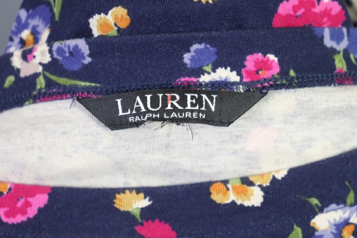 RALPH LAUREN BLACK LABEL Blue Floral 3/4 Sleeve Stretch Blouse Top – Size S