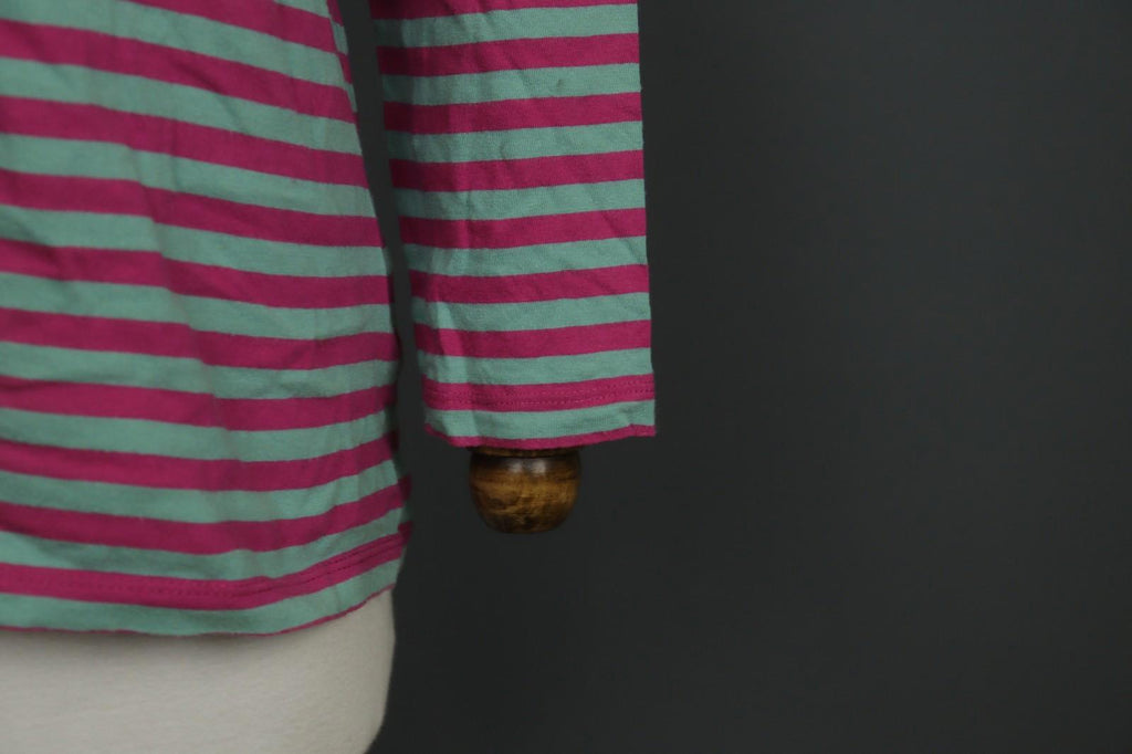 GUDRUN SJODEN Teal Pink Striped Casual Long Sleeve Pullover Blouse Top – Size S