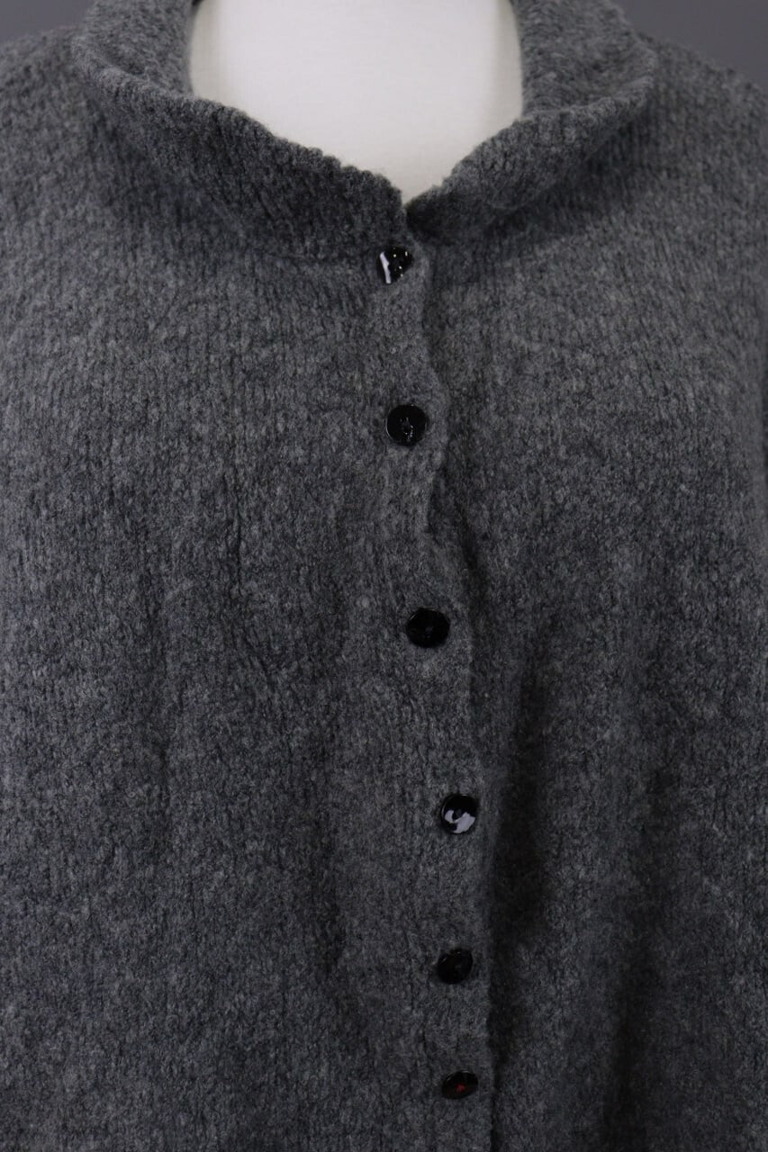 Grizas Gray Wool Lagenlook Textured Knit Cardigan Sweater – Size XL