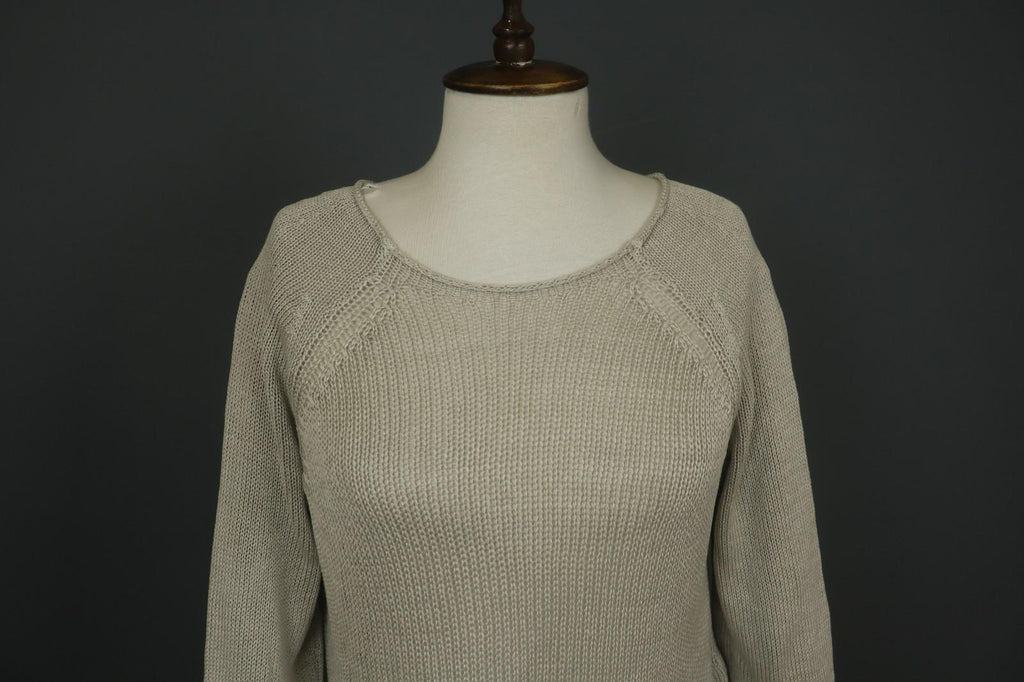 TRANSIT PAR SUCH Tan Open Knit Long Sleeve Round Neck Pullover Sweater – Size 1