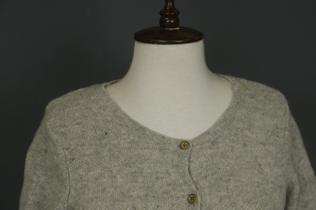 GUDRUN SJODEN Gray Crew Neck Raglan Sleeve Button Front Cardigan Sweater – Size S