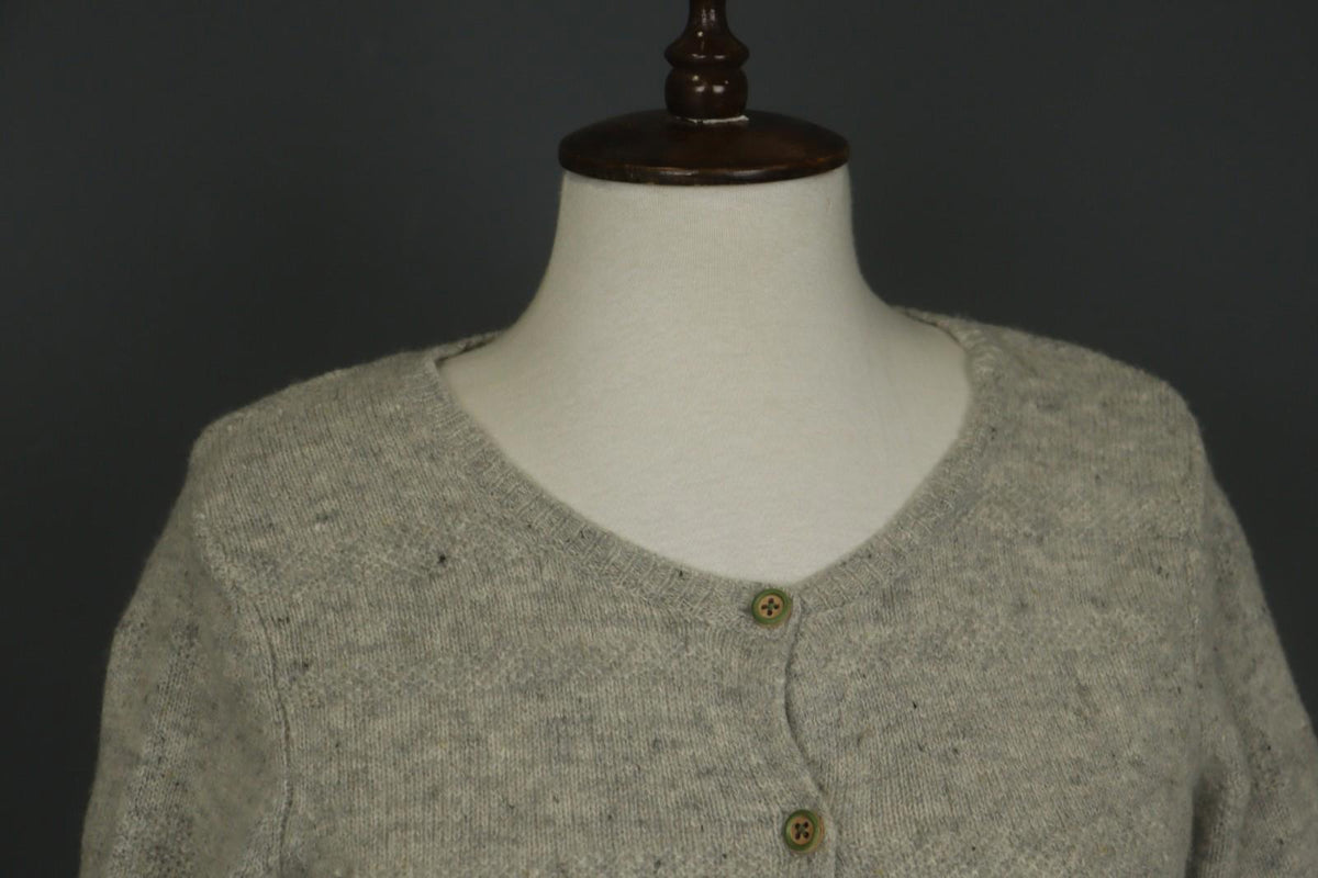 GUDRUN SJODEN Gray Crew Neck Raglan Sleeve Button Front Cardigan Sweater – Size S