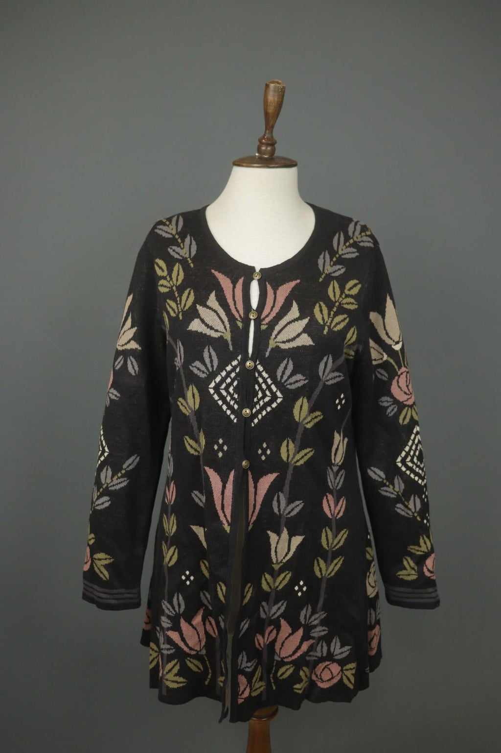 GUDRUN SJÖDEN Multicolor Floral Long Sleeve Button Front Cardigan Sweater – Size M
