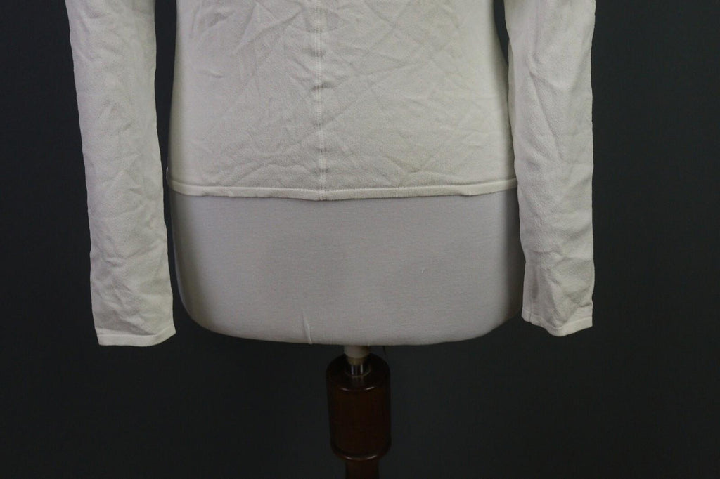 SARAH PACINI White Long Sleeve High Neck Top Blouse Shirt – Size M