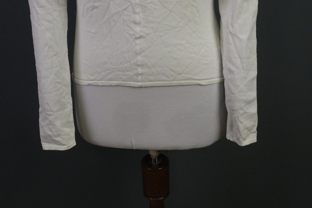 SARAH PACINI White Long Sleeve High Neck Top Blouse Shirt – Size M
