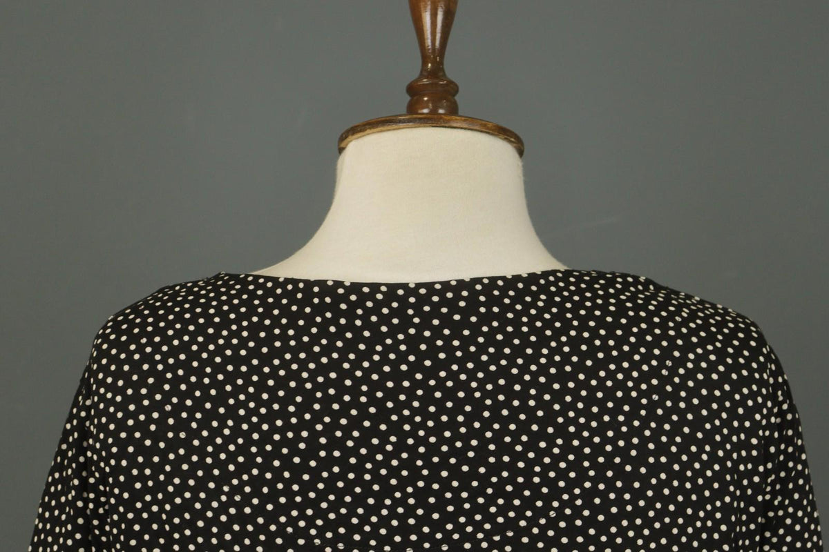 GUDRUN SJODEN Black White Polka Dot Lyocell Round Neck Pullover Sweater – Size L