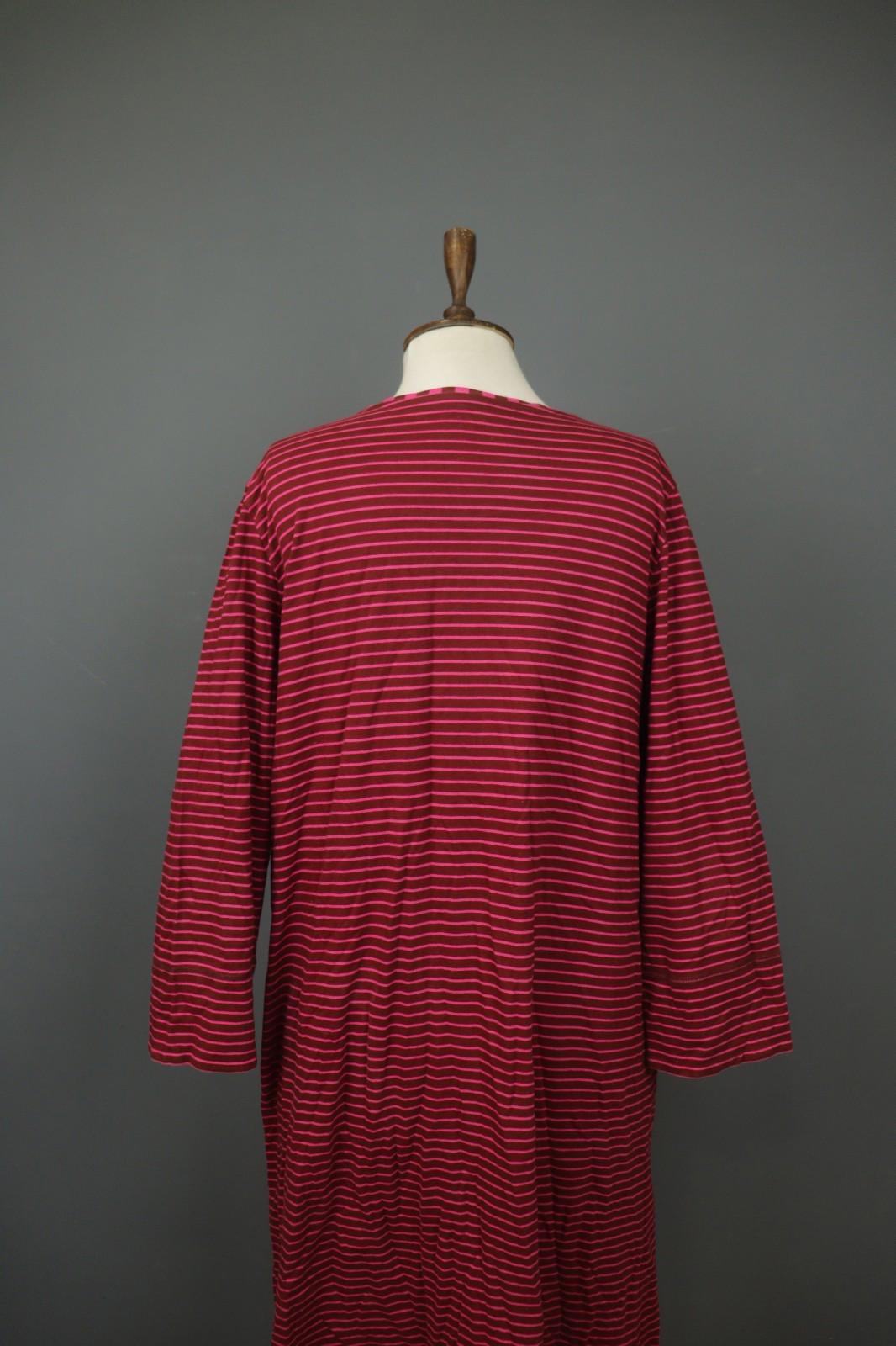 GUDRUN SJÖDEN Burgundy Pink Stripe Organic Cotton Long Sleeve Shift Dress – Size L